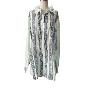 Signals long-sleeve Semi Sheer Lightweight collared tunic blouse PLUS Size 1X